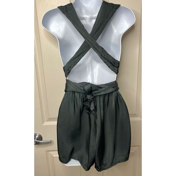 NWT Subdued Deep V Neck Wrap Around Romper (London Green) - 4 - Picture 4 of 13